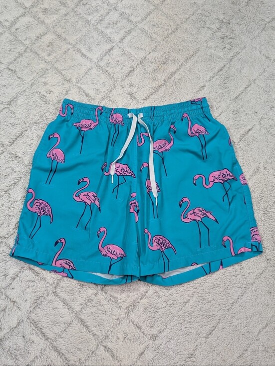 chubbies Other - Chubbies Shorts Mens L Blue Flamingo AOP Beach Retreats Swim Mesh Lined 5.5”
